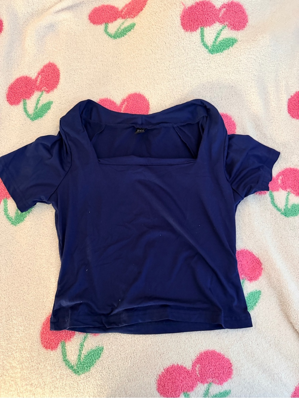 Others Follow Square Neck Short Sleeve Navy Top
